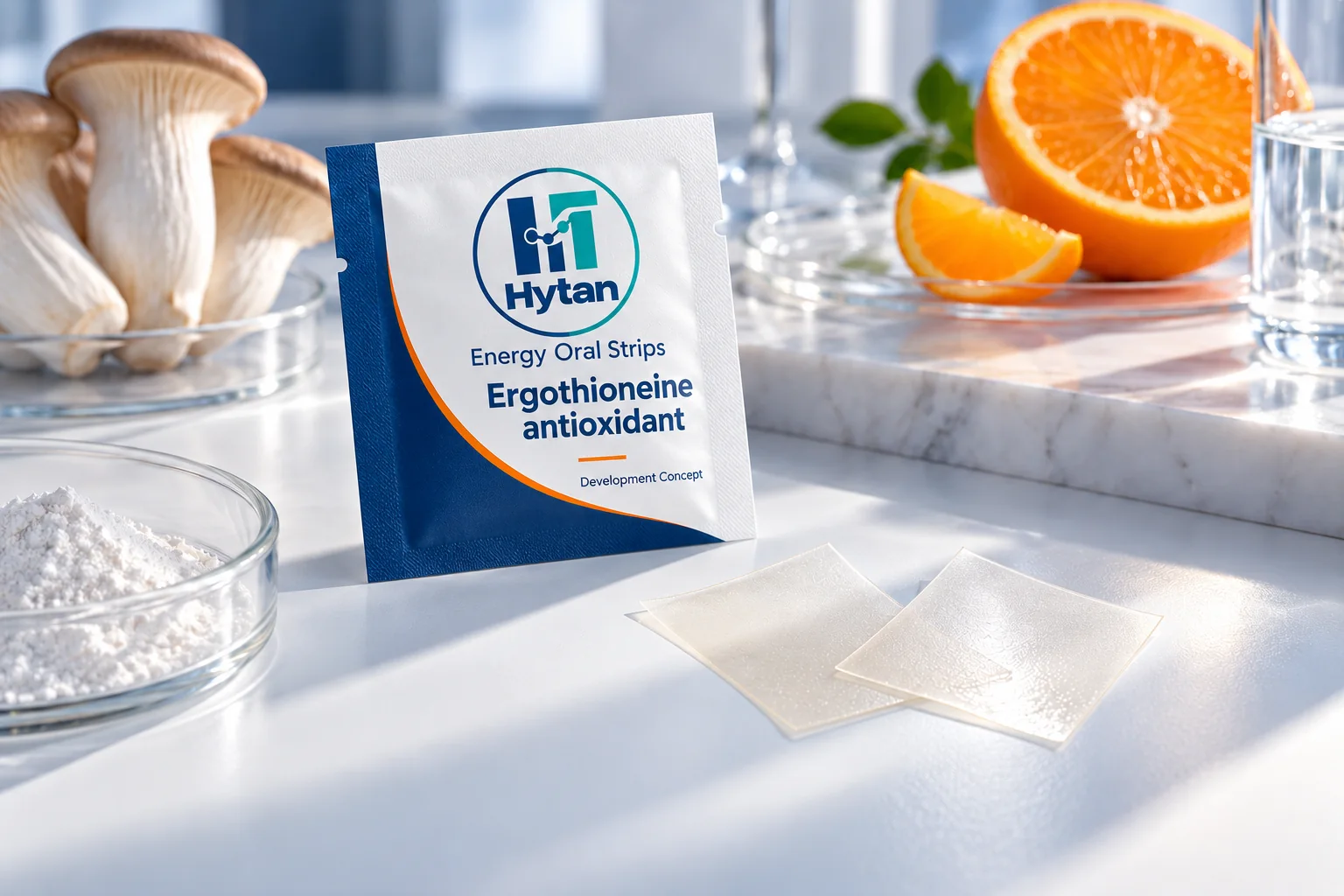 Ergothioneine antioxidant oral film packaging visualization