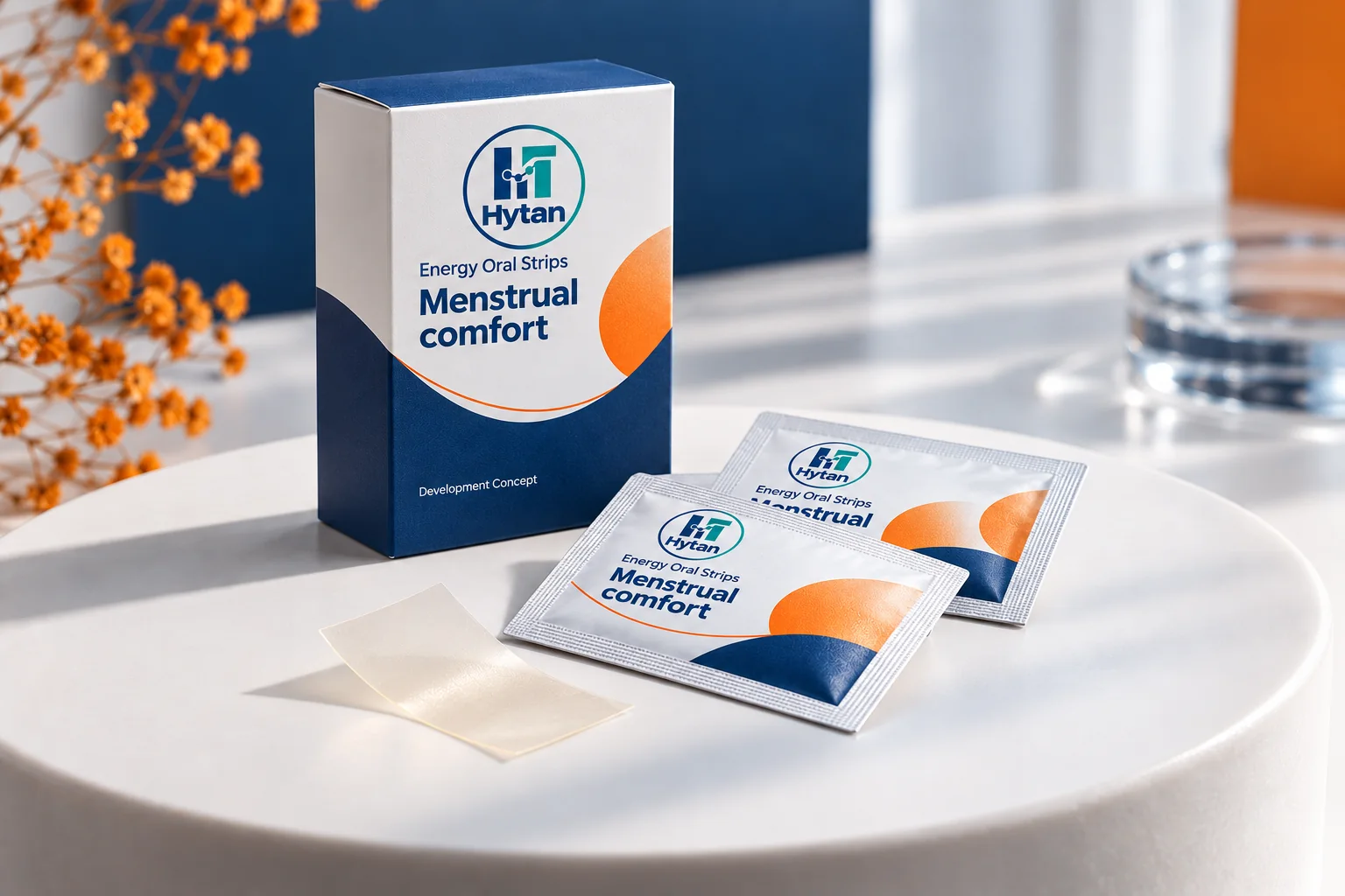 Menstrual comfort oral film packaging visualization
