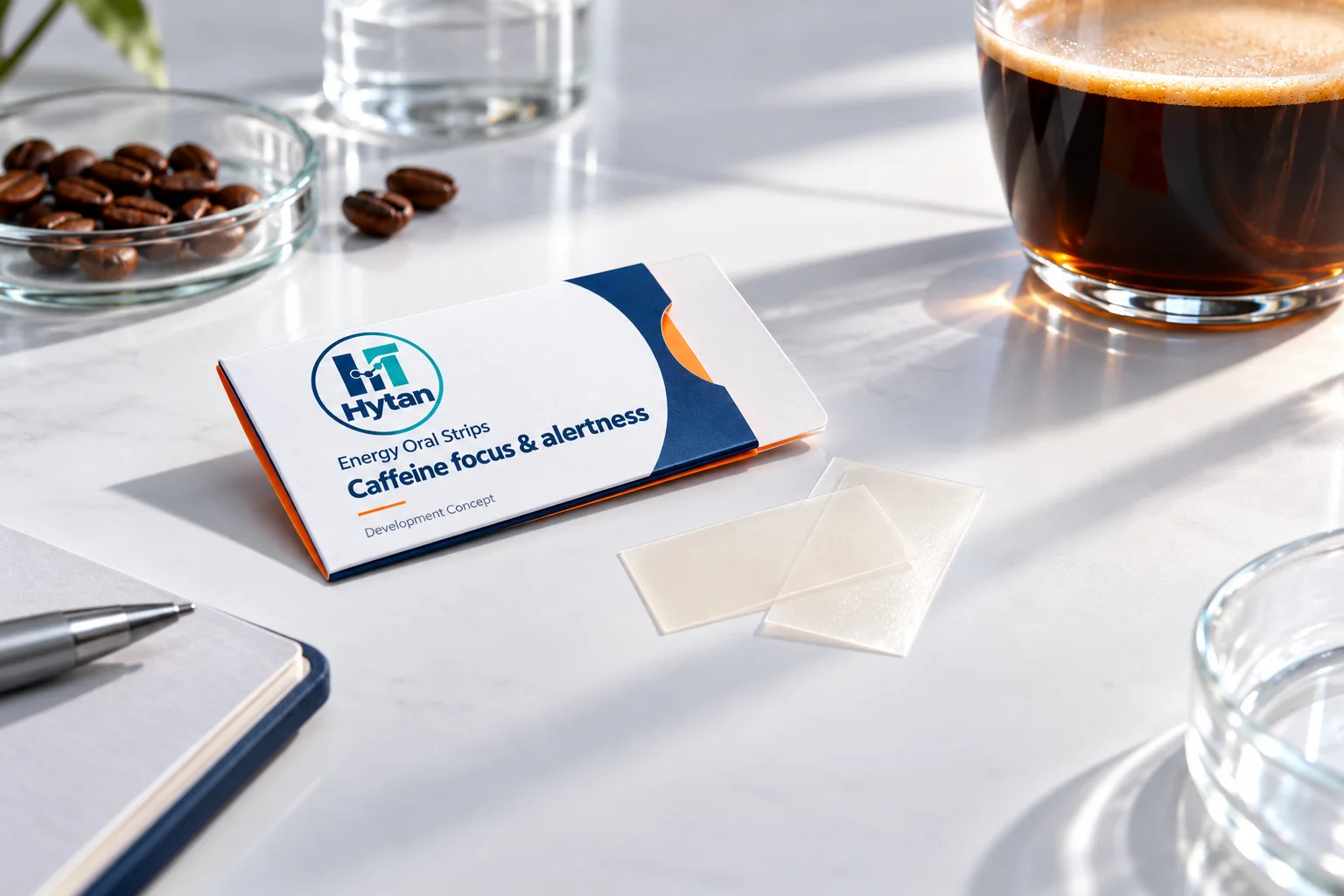 Caffeine focus & alertness oral film packaging concept