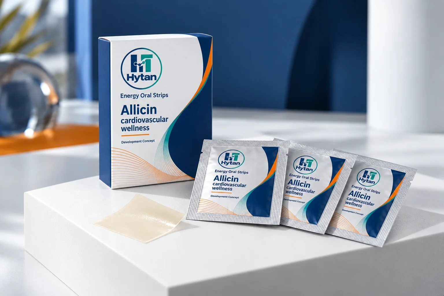 Allicin cardiovascular wellness oral film packaging visualization