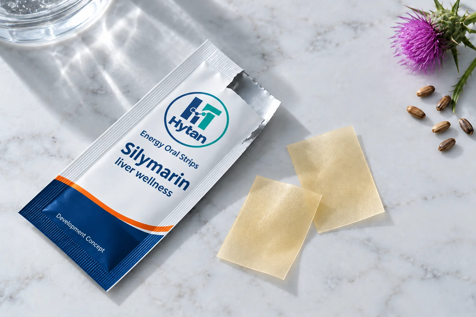 Silymarin liver wellness oral film packaging visualization