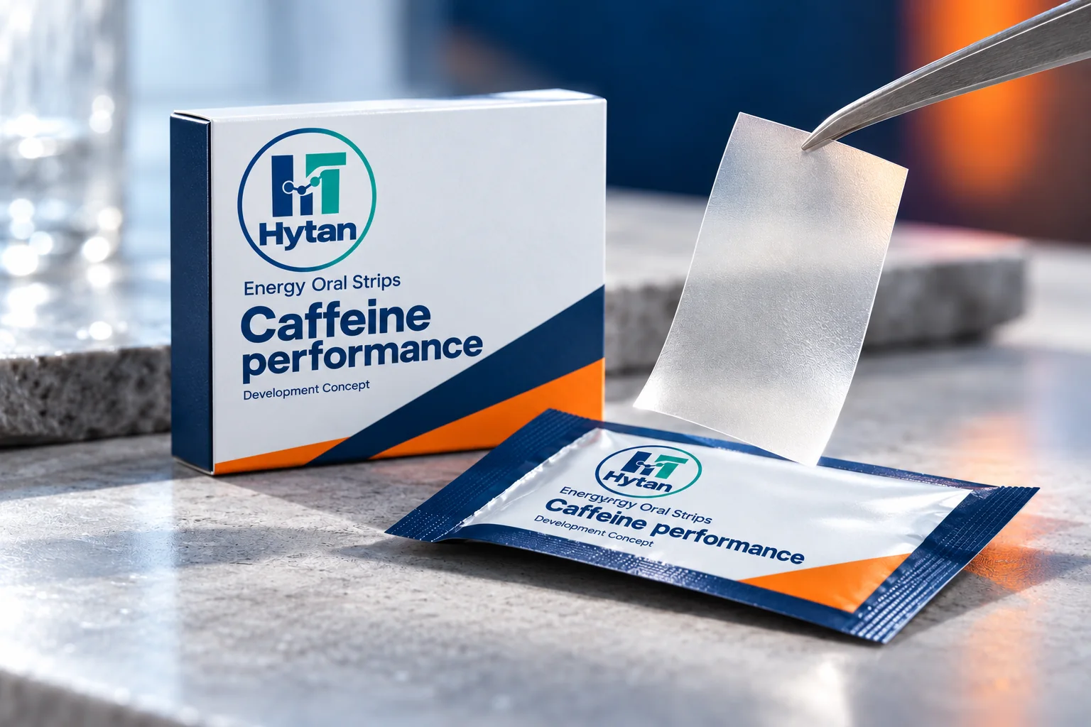 Caffeine performance oral film packaging visualization