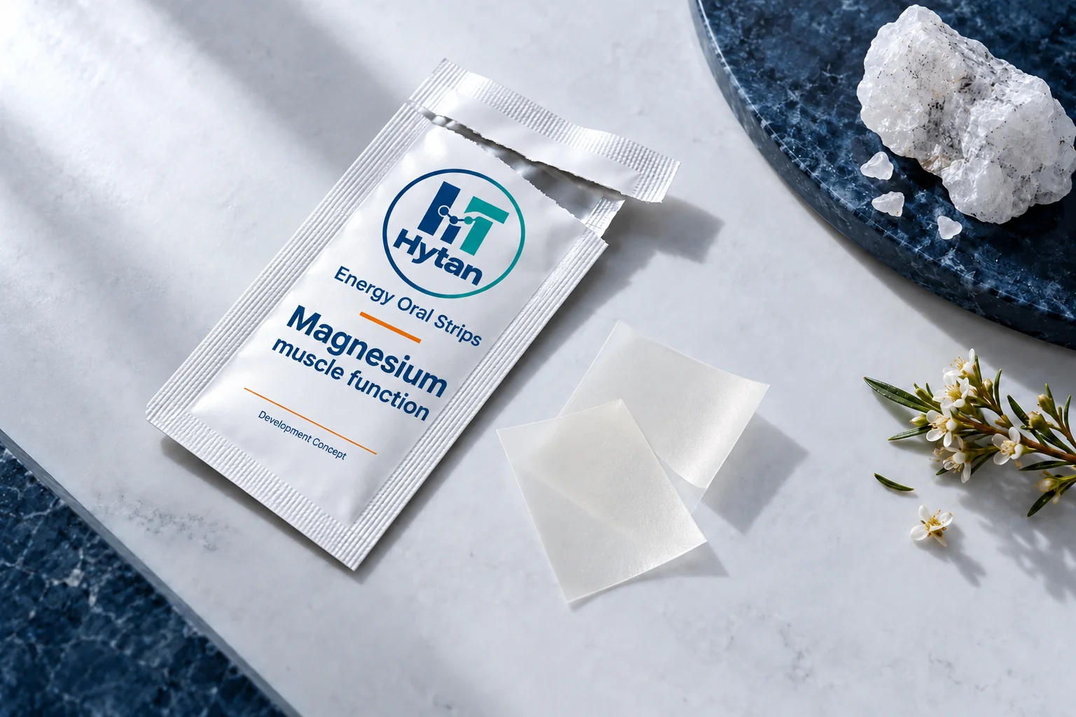 Magnesium muscle function oral film packaging visualization